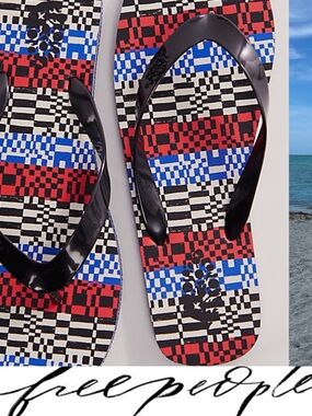 Free People Game On - Checkered Flip Flops Size 7